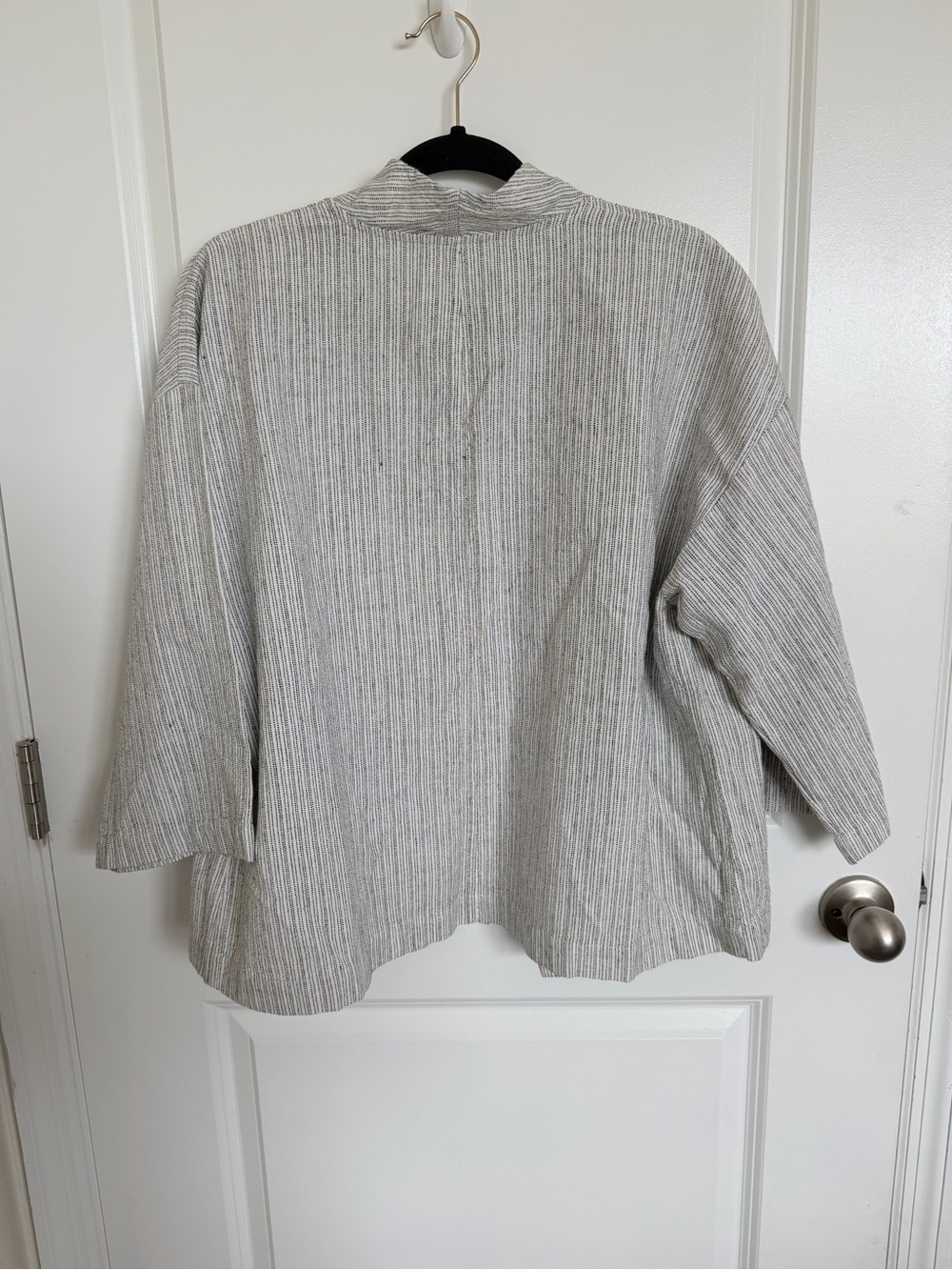 Eileen Fisher Organic Linen & Cotton Ticking Stripe Blazer - Picture 5 of 5